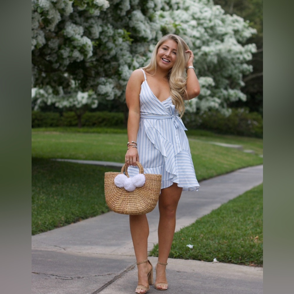 Striped Ruffle wrap dress - Picture 3 of 4